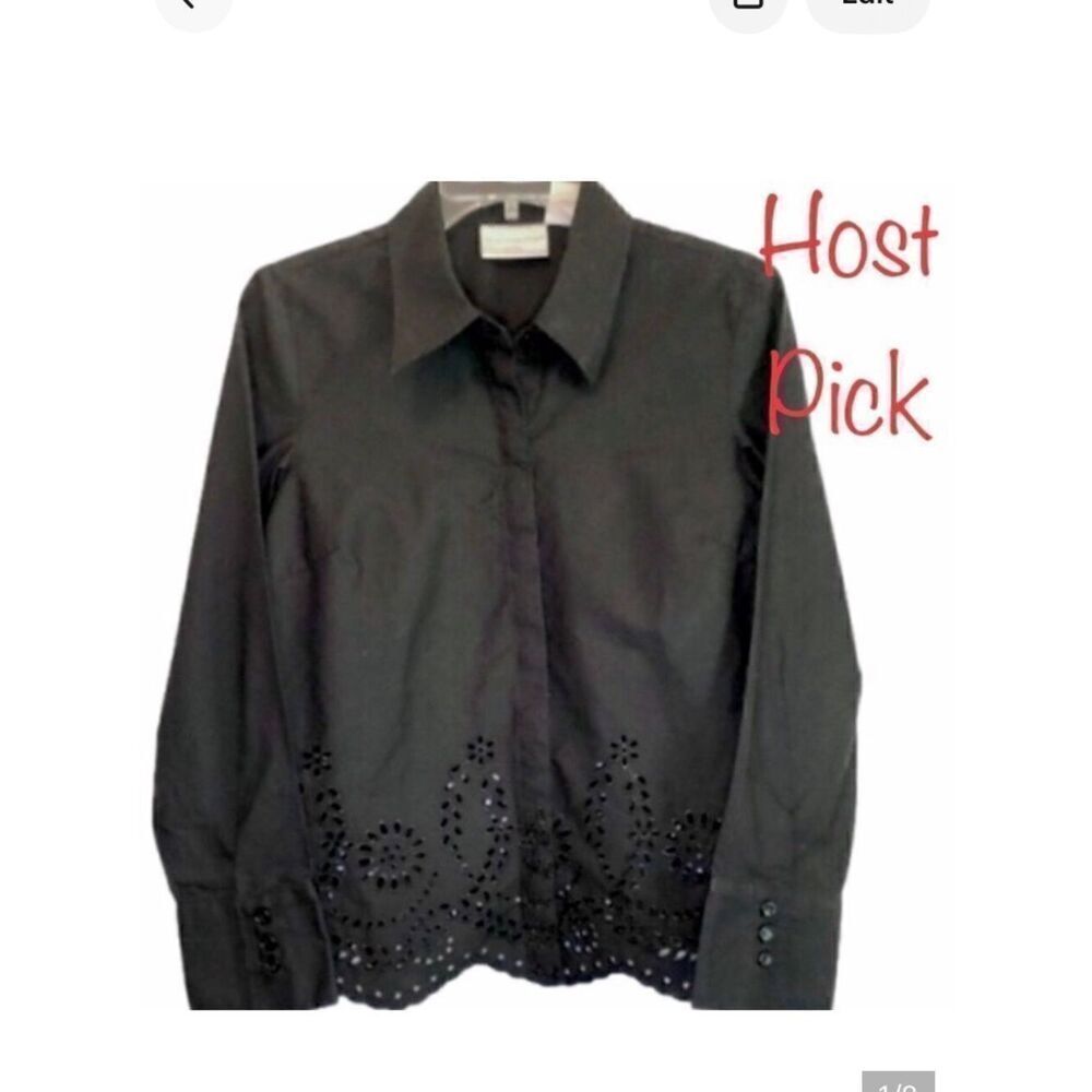 Worthington Button Down Top with Eyelet Detailing in Black Women’s 10P